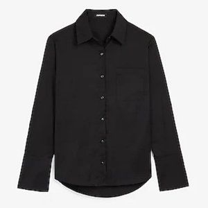 NWT EXPRESS One Pocket Large Cuff Shirt Size: L Color: Pitch Black